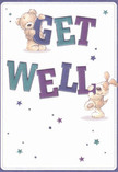 With its radiant charm and heartfelt whimsy, this get well card embodies the spirit of kindness that flows through Purley. Illustrated in gentle strokes, a cuddly bear and a lively puppy come to life, their expressive faces and soft, rounded forms projecting a tactile sense of comfort. Together, they support and balance the robust indigo and teal letters spelling 'Get Well,' their playful teamwork echoed by a cascade of star-shaped bursts in tones of blue and violet over a creamy, inviting background. The scene feels both fresh and soothing, much like a hand-delivered bouquet from the local Purley Florist brightening a neighbour's day near Reedham Park. There is a natural lightness to the layout-the white background suggesting clarity and calm, while each whimsical detail sends out waves of hope and positivity. The bear's fluffy fur and the puppy's velvety ears seem as warm and inviting as a hug, delivering an emotional lift that's perfectly suited for anyone recovering or feeling unwell. This card celebrates the unique comfort of personal gestures in our CR8 community, blending innocence, encouragement, and gentle value in every brushstroke.